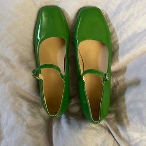 Green Mary Jane shoes